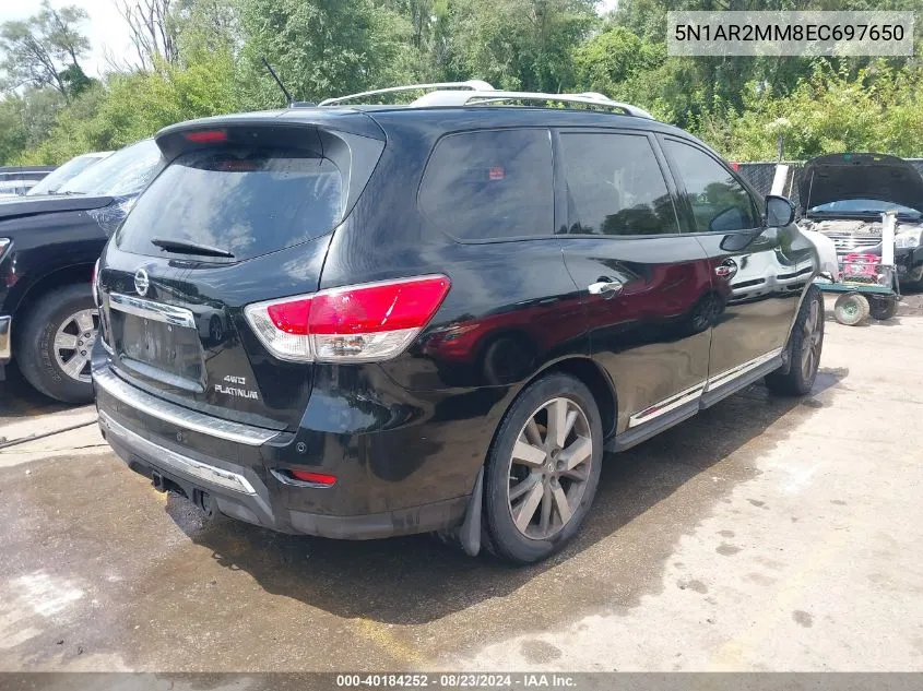 2014 Nissan Pathfinder Platinum VIN: 5N1AR2MM8EC697650 Lot: 40184252