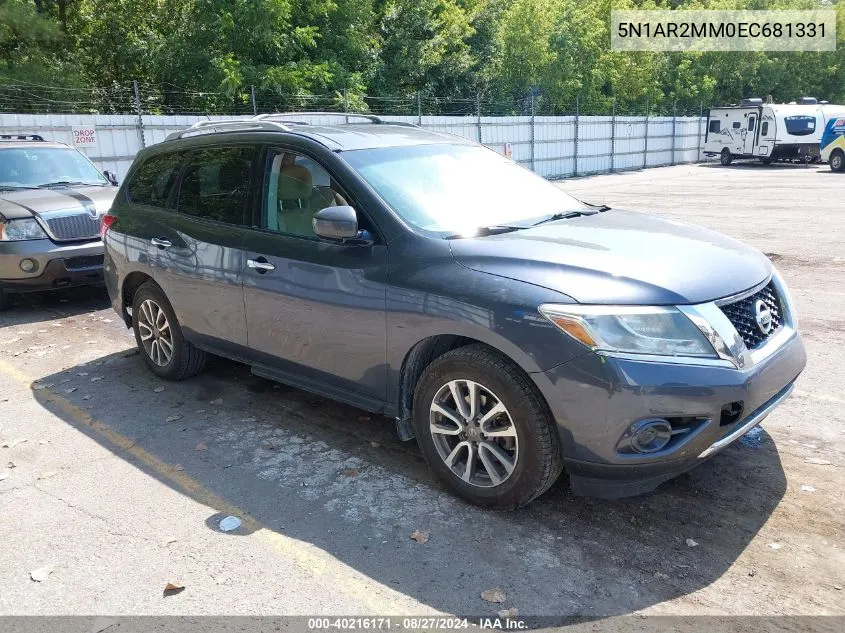 2014 Nissan Pathfinder Sv VIN: 5N1AR2MM0EC681331 Lot: 40216171