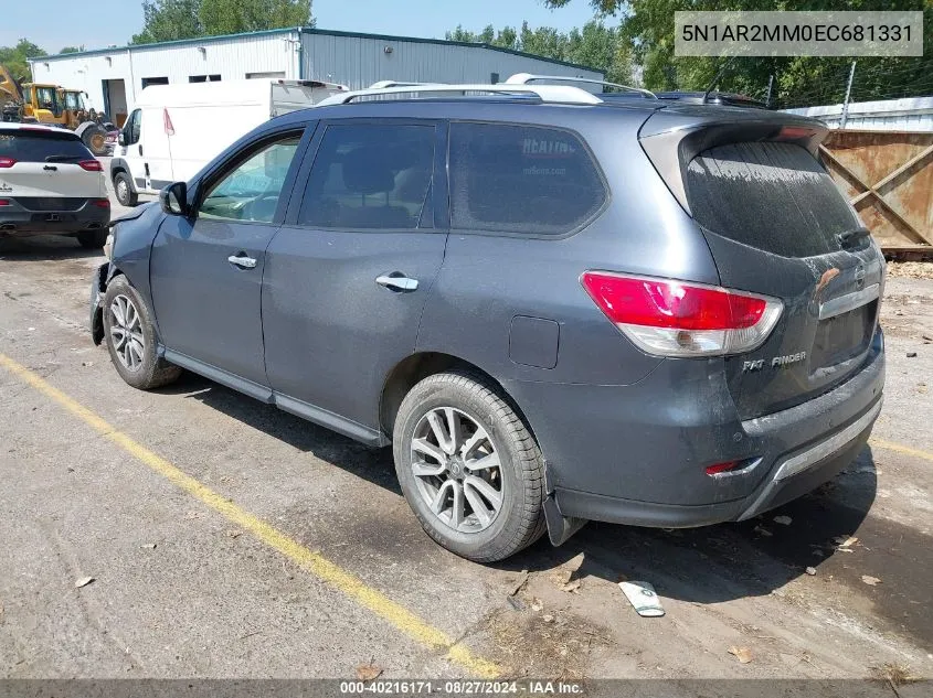 2014 Nissan Pathfinder Sv VIN: 5N1AR2MM0EC681331 Lot: 40216171