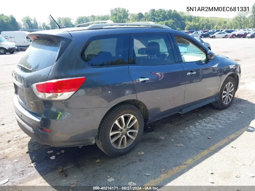 2014 Nissan Pathfinder Sv VIN: 5N1AR2MM0EC681331 Lot: 40216171