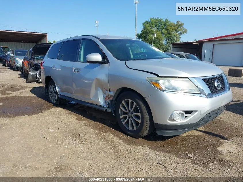 2014 Nissan Pathfinder S VIN: 5N1AR2MM5EC650320 Lot: 40231863