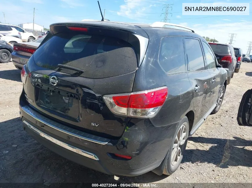 2014 Nissan Pathfinder Sv VIN: 5N1AR2MN8EC690027 Lot: 40272044