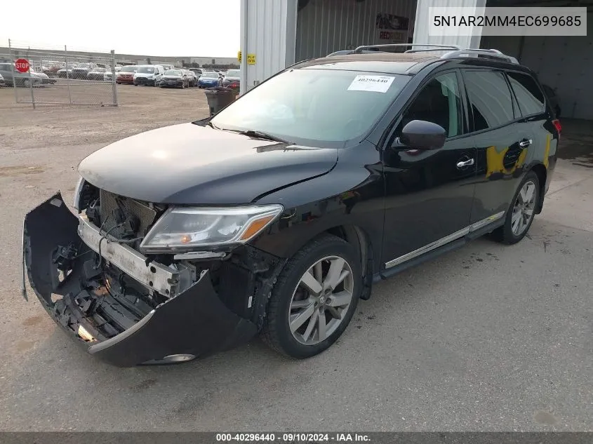 2014 Nissan Pathfinder S/Sv/Sl/Platinum VIN: 5N1AR2MM4EC699685 Lot: 40296440