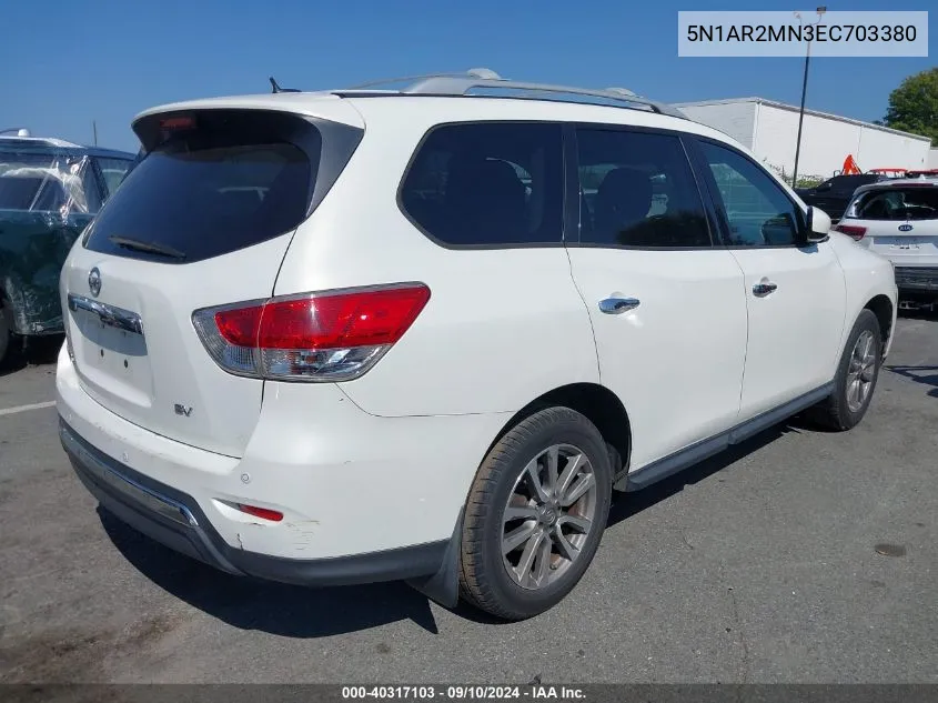 2014 Nissan Pathfinder Sv VIN: 5N1AR2MN3EC703380 Lot: 40317103