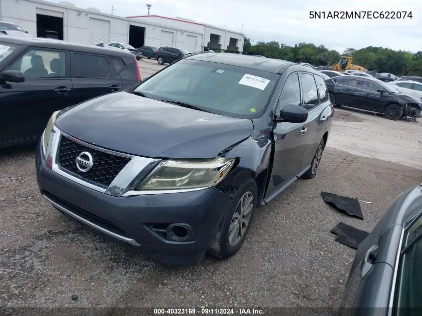 2014 Nissan Pathfinder S/Sv/Sl/Platinum VIN: 5N1AR2MN7EC622074 Lot: 40323169