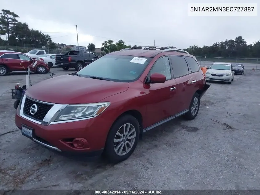 2014 Nissan Pathfinder S/Sv/Sl/Platinum VIN: 5N1AR2MN3EC727887 Lot: 40342914