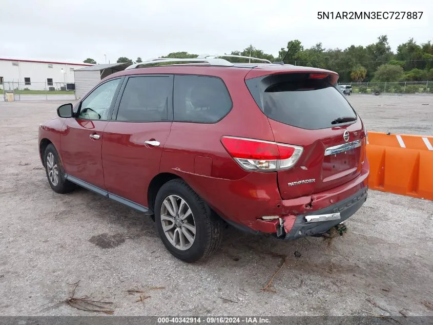 2014 Nissan Pathfinder S/Sv/Sl/Platinum VIN: 5N1AR2MN3EC727887 Lot: 40342914