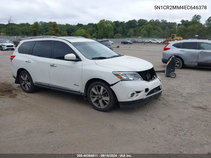 2014 Nissan Pathfinder Hybrid Platinum VIN: 5N1CR2MM4EC646378 Lot: 40364611