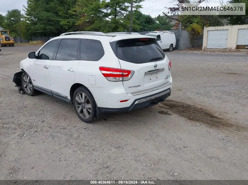 2014 Nissan Pathfinder Hybrid Platinum VIN: 5N1CR2MM4EC646378 Lot: 40364611