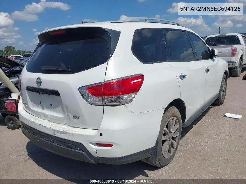 5N1AR2MN8EC694126 2014 Nissan Pathfinder Sv