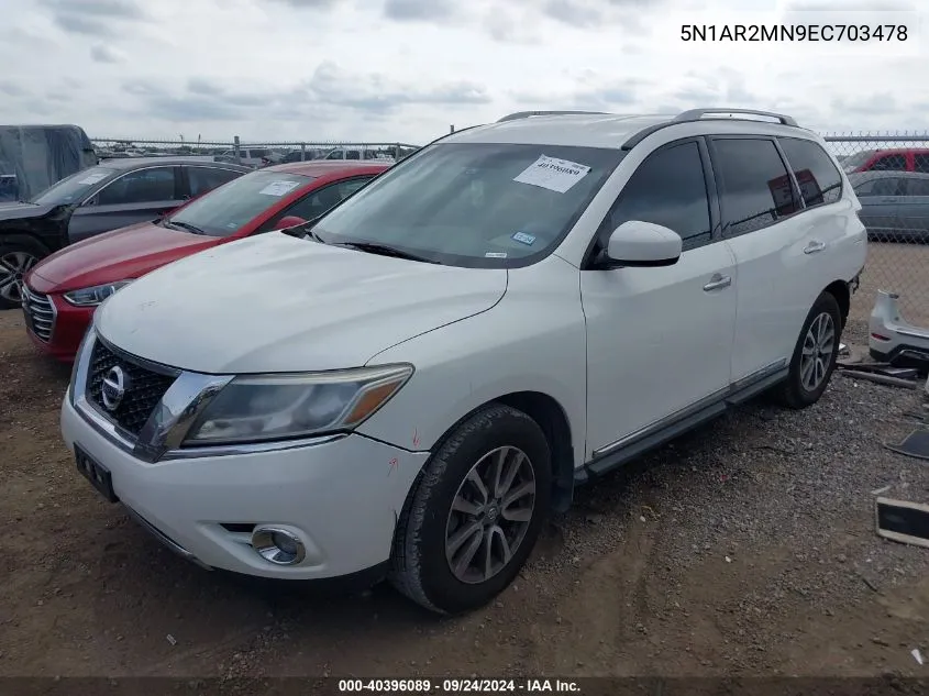 2014 Nissan Pathfinder S/Sv/Sl/Platinum VIN: 5N1AR2MN9EC703478 Lot: 40396089