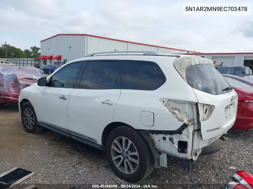 2014 Nissan Pathfinder S/Sv/Sl/Platinum VIN: 5N1AR2MN9EC703478 Lot: 40396089