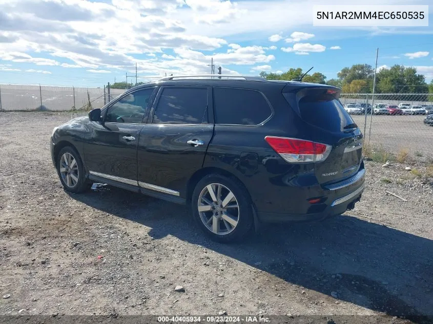 2014 Nissan Pathfinder S/Sv/Sl/Platinum VIN: 5N1AR2MM4EC650535 Lot: 40405934