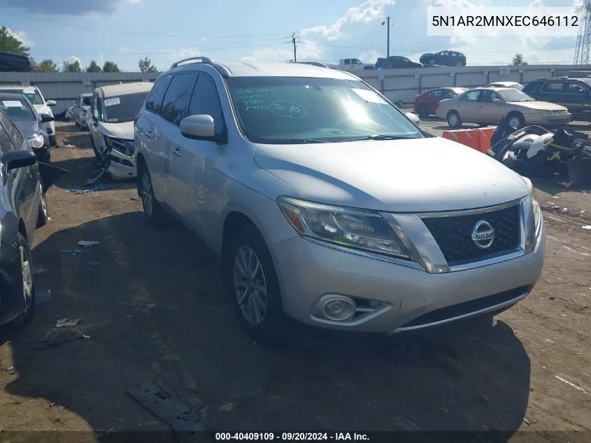 2014 Nissan Pathfinder Sv VIN: 5N1AR2MNXEC646112 Lot: 40409109