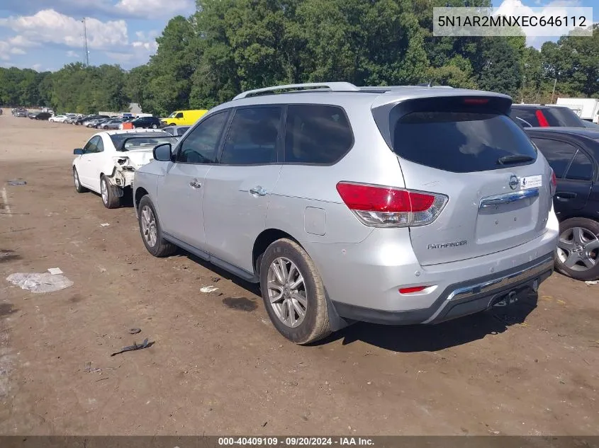 2014 Nissan Pathfinder Sv VIN: 5N1AR2MNXEC646112 Lot: 40409109