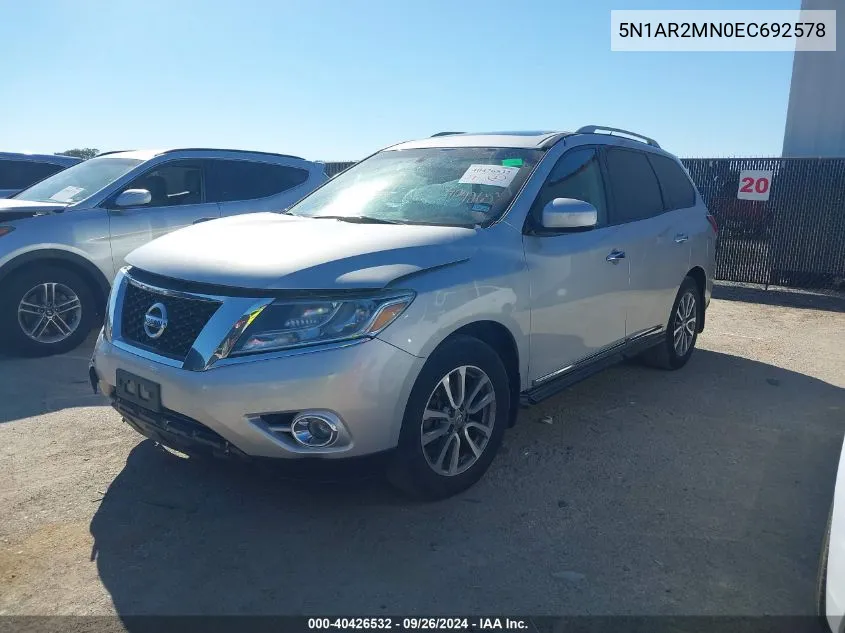 5N1AR2MN0EC692578 2014 Nissan Pathfinder S/Sv/Sl/Platinum