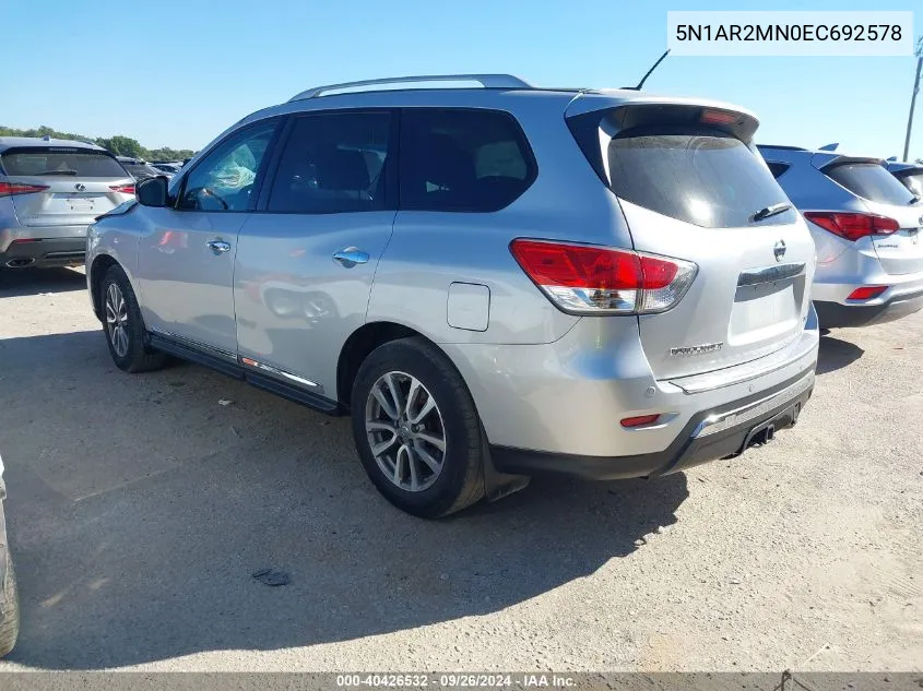 5N1AR2MN0EC692578 2014 Nissan Pathfinder S/Sv/Sl/Platinum