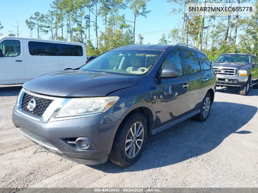 2014 Nissan Pathfinder Sv VIN: 5N1AR2MNXEC655778 Lot: 40430003