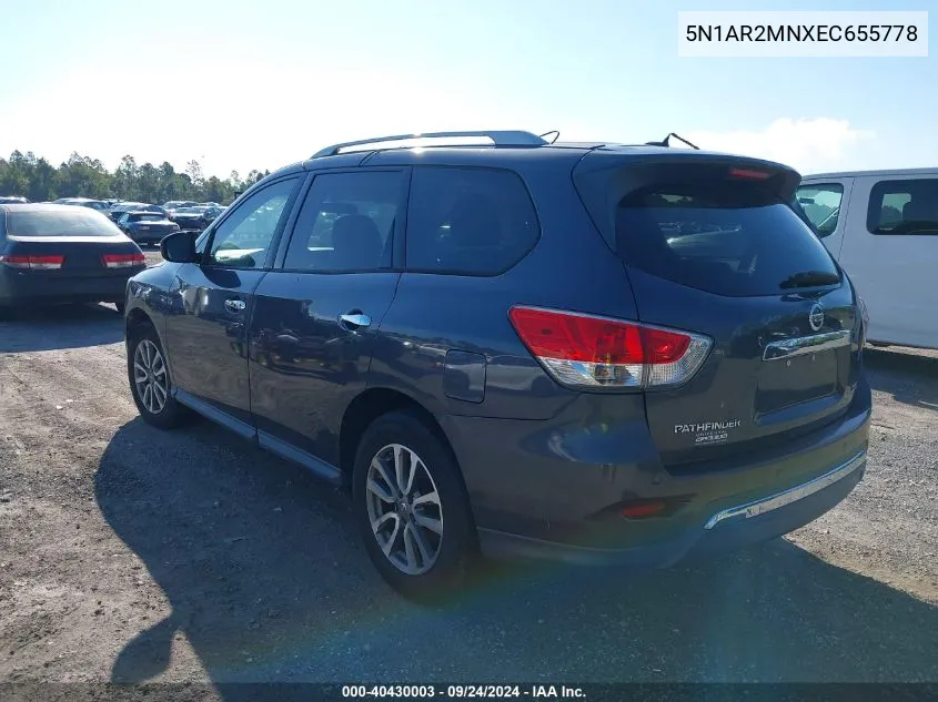 2014 Nissan Pathfinder Sv VIN: 5N1AR2MNXEC655778 Lot: 40430003