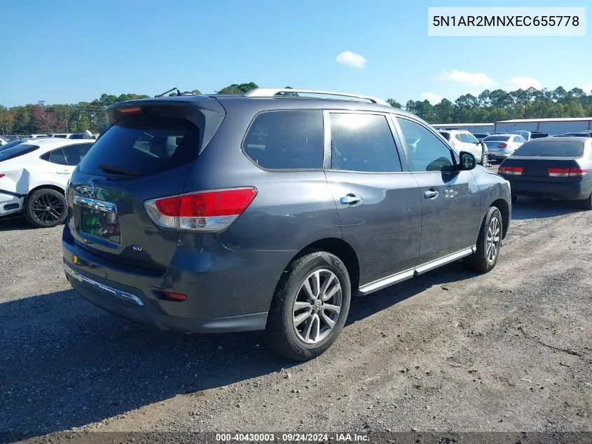 2014 Nissan Pathfinder Sv VIN: 5N1AR2MNXEC655778 Lot: 40430003