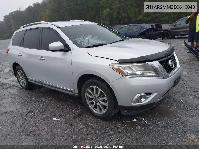 2014 Nissan Pathfinder S/Sv/Sl/Platinum VIN: 5N1AR2MM2EC610048 Lot: 40433574