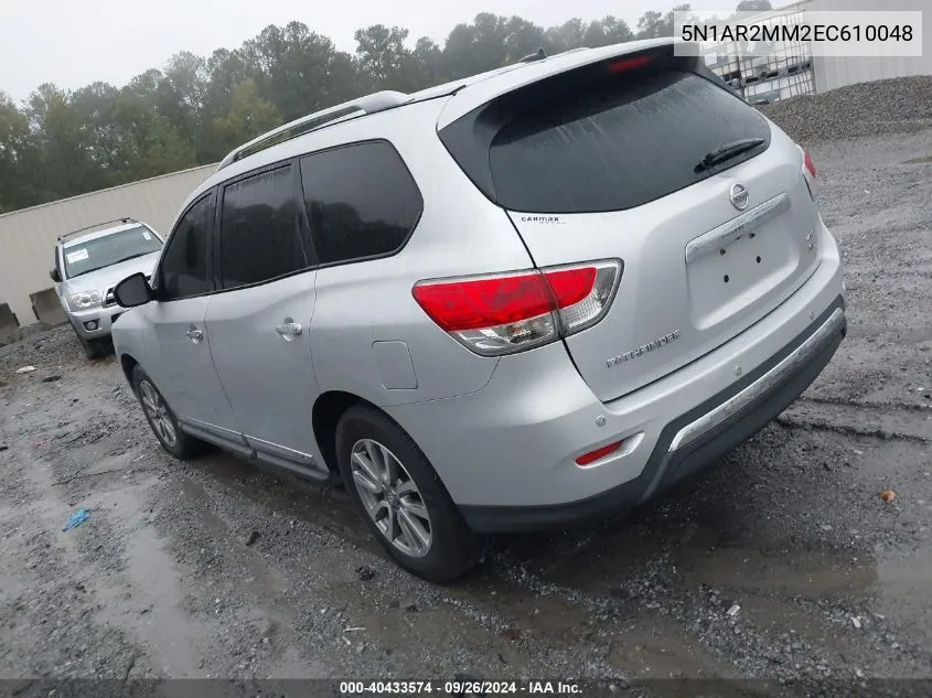 2014 Nissan Pathfinder S/Sv/Sl/Platinum VIN: 5N1AR2MM2EC610048 Lot: 40433574