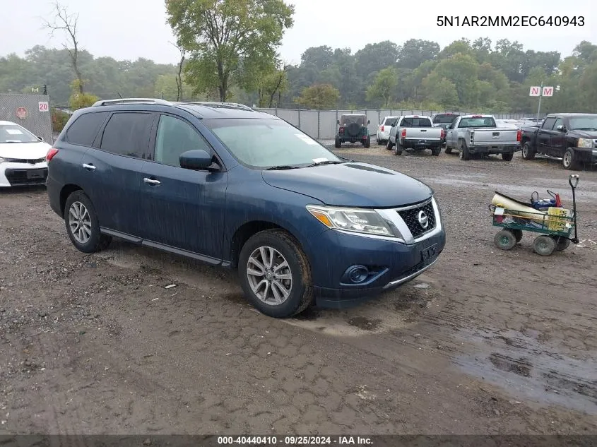 2014 Nissan Pathfinder Sv VIN: 5N1AR2MM2EC640943 Lot: 40440410