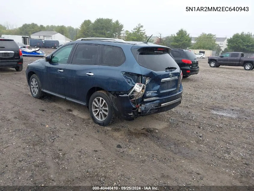 5N1AR2MM2EC640943 2014 Nissan Pathfinder Sv