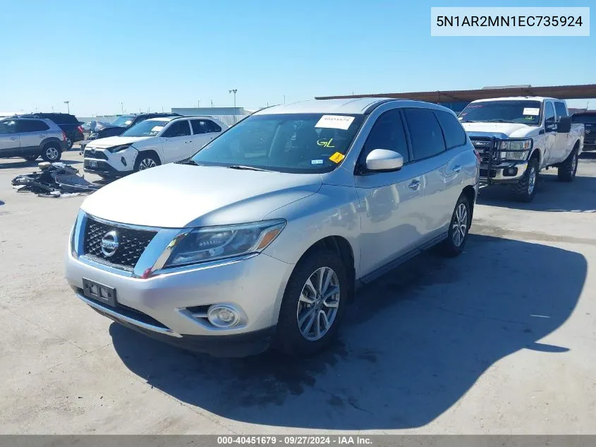 2014 Nissan Pathfinder S VIN: 5N1AR2MN1EC735924 Lot: 40451679