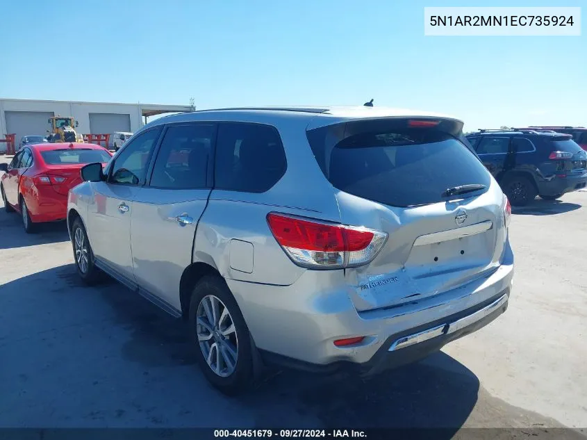 2014 Nissan Pathfinder S VIN: 5N1AR2MN1EC735924 Lot: 40451679