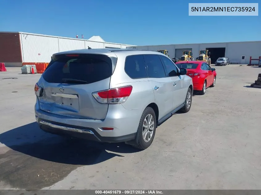 2014 Nissan Pathfinder S VIN: 5N1AR2MN1EC735924 Lot: 40451679