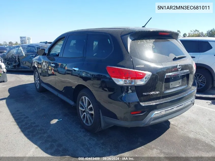 2014 Nissan Pathfinder S VIN: 5N1AR2MN3EC681011 Lot: 40453458