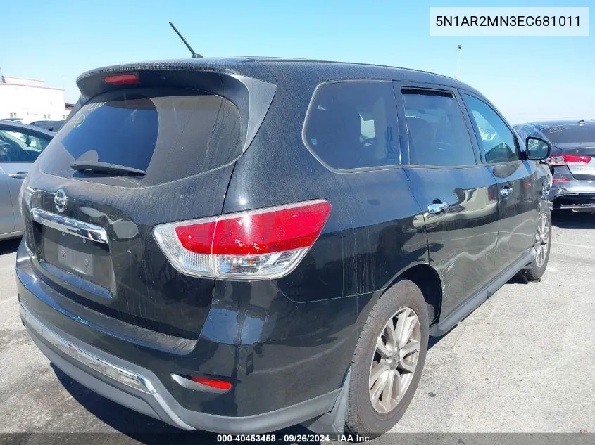 2014 Nissan Pathfinder S VIN: 5N1AR2MN3EC681011 Lot: 40453458