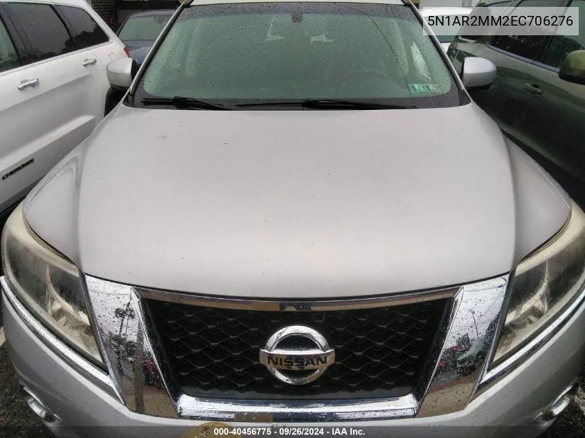 2014 Nissan Pathfinder S/Sv/Sl/Platinum VIN: 5N1AR2MM2EC706276 Lot: 40456775