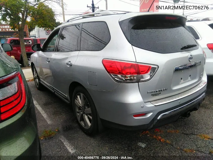 2014 Nissan Pathfinder S/Sv/Sl/Platinum VIN: 5N1AR2MM2EC706276 Lot: 40456775