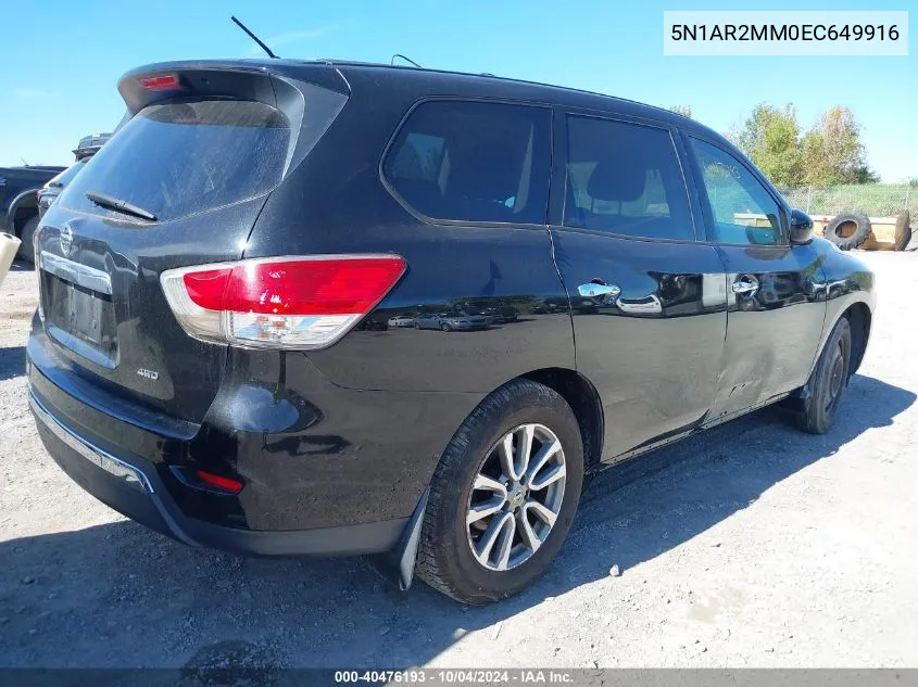 2014 Nissan Pathfinder S VIN: 5N1AR2MM0EC649916 Lot: 40476193