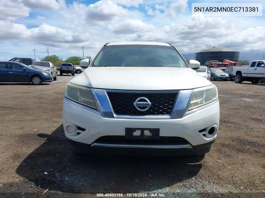 2014 Nissan Pathfinder S VIN: 5N1AR2MN0EC713381 Lot: 40502185