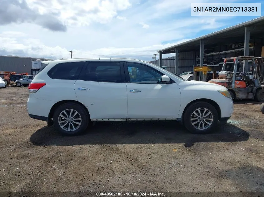 2014 Nissan Pathfinder S VIN: 5N1AR2MN0EC713381 Lot: 40502185