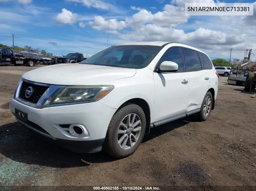 2014 Nissan Pathfinder S VIN: 5N1AR2MN0EC713381 Lot: 40502185