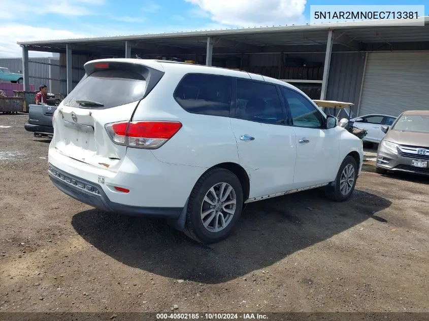 2014 Nissan Pathfinder S VIN: 5N1AR2MN0EC713381 Lot: 40502185