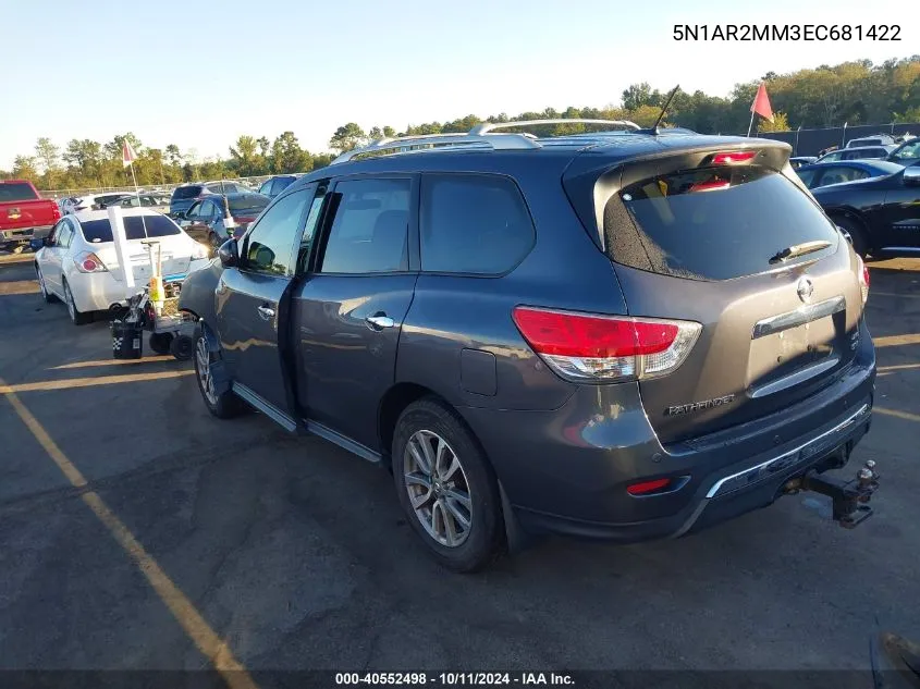 2014 Nissan Pathfinder Sv VIN: 5N1AR2MM3EC681422 Lot: 40552498