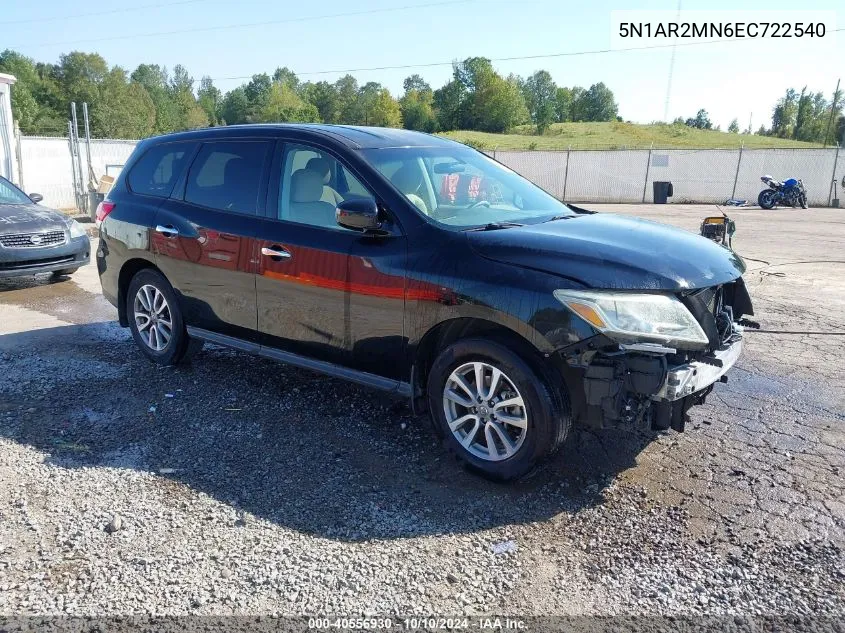 2014 Nissan Pathfinder S VIN: 5N1AR2MN6EC722540 Lot: 40556930