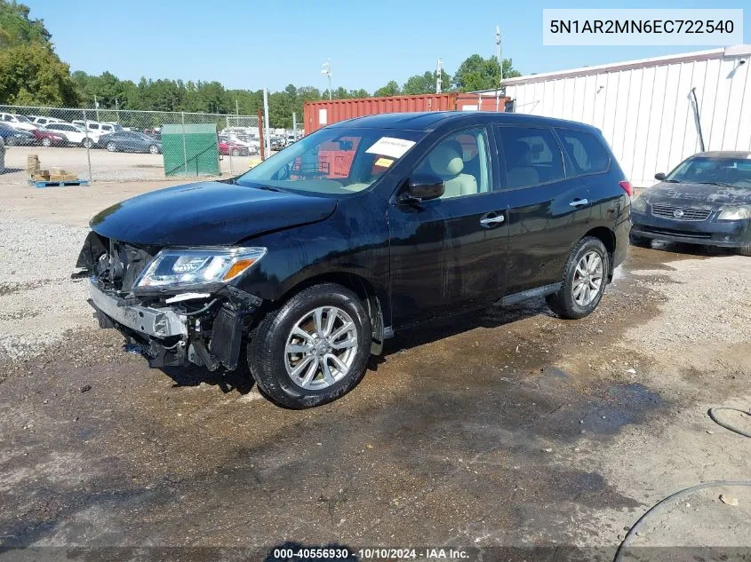 2014 Nissan Pathfinder S VIN: 5N1AR2MN6EC722540 Lot: 40556930