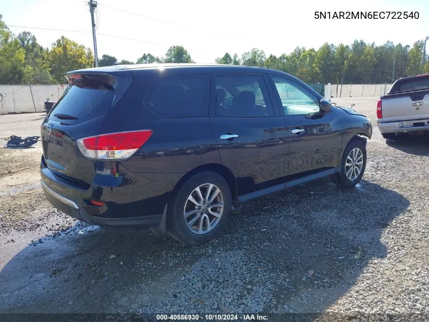 2014 Nissan Pathfinder S VIN: 5N1AR2MN6EC722540 Lot: 40556930