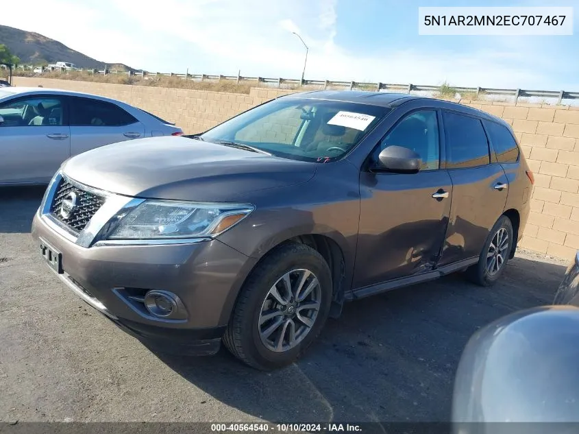 2014 Nissan Pathfinder S VIN: 5N1AR2MN2EC707467 Lot: 40564540