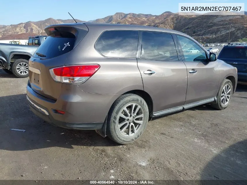 2014 Nissan Pathfinder S VIN: 5N1AR2MN2EC707467 Lot: 40564540