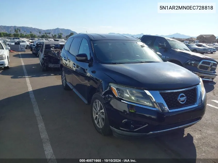 2014 Nissan Pathfinder S VIN: 5N1AR2MN0EC728818 Lot: 40571665