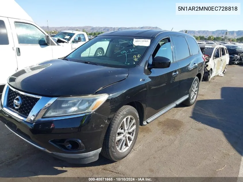 2014 Nissan Pathfinder S VIN: 5N1AR2MN0EC728818 Lot: 40571665