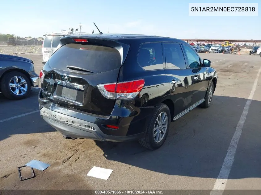 2014 Nissan Pathfinder S VIN: 5N1AR2MN0EC728818 Lot: 40571665