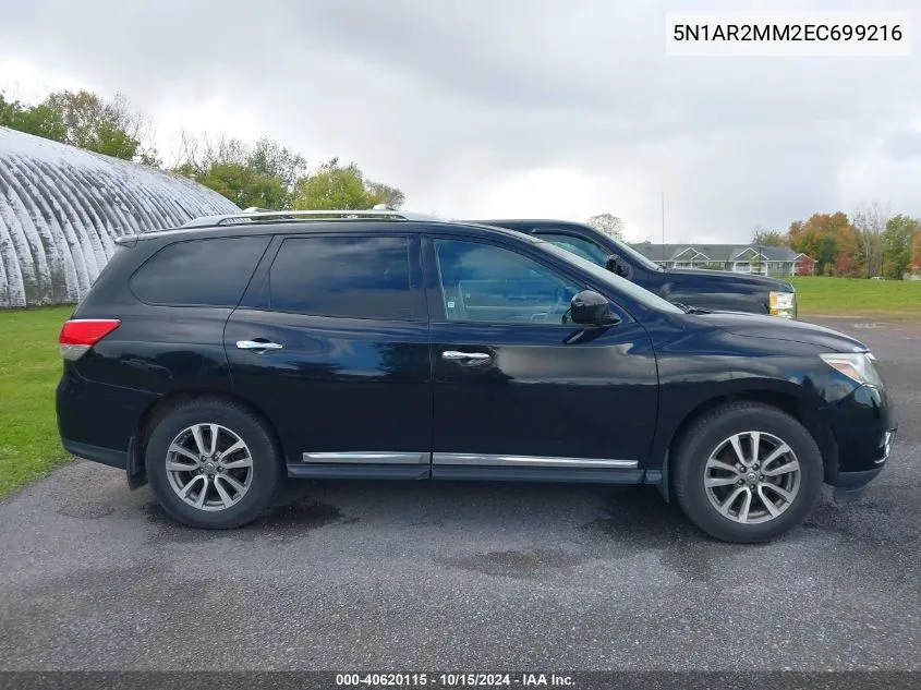 2014 Nissan Pathfinder S/Sv/Sl/Platinum VIN: 5N1AR2MM2EC699216 Lot: 40620115